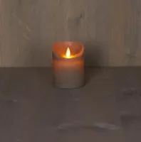 LED Rustiek stompkaars taupe 7,5x10cm - thumbnail