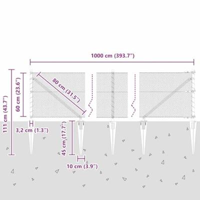 VidaXL Afrasteringspaal zilver 10 x 0,6 m (13 mm gaas) staal VidaXL Afrasteringspaal zilver 10 x 0,6 m (13 mm gaas) staal