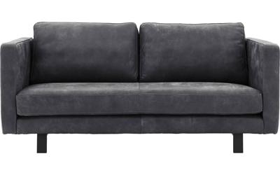 Goossens Excellent Bank Nuance zwart, leer, 3-zits, urban industrieel