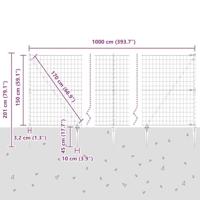 VidaXL Hek met paal groen 1,5 x 10 m staal en pvc - thumbnail