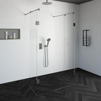 Brauer JC profielloze doorloopdouche 120/50/50cm geborsteld RVS - thumbnail