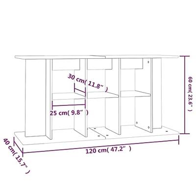 Aquariumstandaard 120x40x60 cm bewerkt hout betongrijs - thumbnail