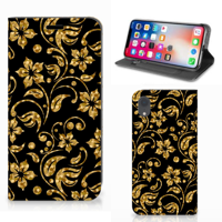 Apple iPhone Xr Smart Cover Gouden Bloemen - thumbnail