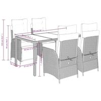 5-delige Tuinset met kussens poly rattan grijs - thumbnail