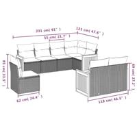 8-delige Loungeset met kussens poly rattan zwart - thumbnail