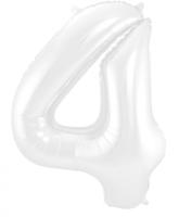 Folieballon Wit Metallic Mat Cijfer 4 (86cm) - thumbnail