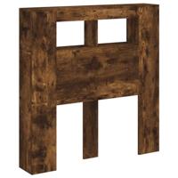 Hoofdeinde met LED 100x18,5x103,5 cm bewerkt hout gerookt eiken - thumbnail