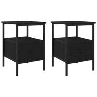 Nachtkastje Zwart eiken 34 x 36 x 50 cm Gelaagd hout en metaal - thumbnail