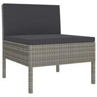 Tuinstoelen 3 st met kussens poly rattan grijs - thumbnail