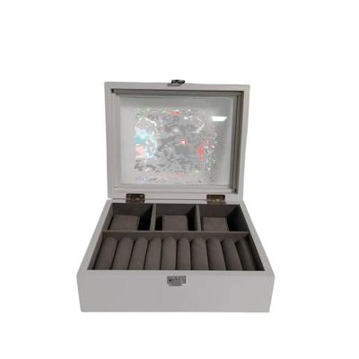 Doos-Juwelenkistje Home ESPRIT Wit Grijs Hout MDF 22 X 19 X 7.5 CM