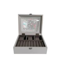 Doos-Juwelenkistje Home ESPRIT Wit Grijs Hout MDF 22 X 19 X 7.5 CM - thumbnail