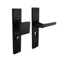 Intersteel | Veiligheidsbeslag geveerd greep/kruk met kerntrekbeveiliging | SKG3 | PC72mm | Rechthoekig | Voordeurbeslag | Aluminium Zwart - thumbnail