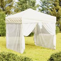 Partytent inklapbaar met zijwanden 2x2 m crèmekleurig - thumbnail