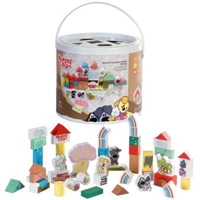Woezel en Pip Houten Blokkenset 50-delig Woezel en Pip Houten Blokkenset 50-delig