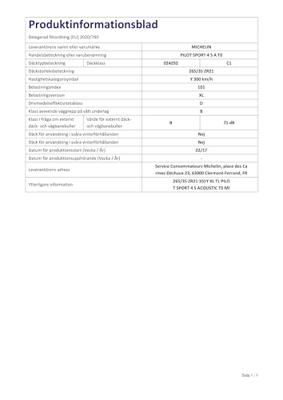 Michelin Ps4 s acoustic t0 xl 265/35 R21 101Y MI2653521YPS4SACT0XL