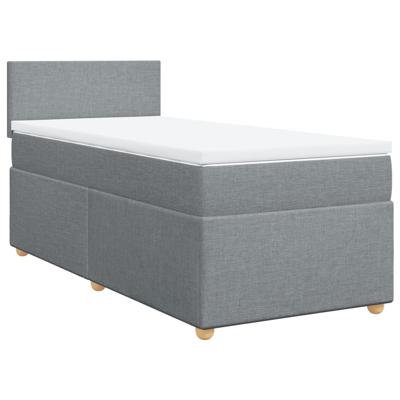 Boxspring met matras stof lichtgrijs 140x190 cm - thumbnail