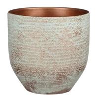 Mica Decorations Plantenpot - terracotta - koper|wit - D24|H22 cm - thumbnail