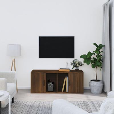 Tv-meubel 100x35x40 cm bewerkt hout bruineikenkleurig