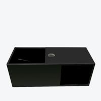 Fontein Wiesbaden Julia 54x20x20cm met Nis Solid Surface Mat Zwart - thumbnail