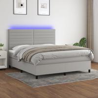 Boxspring met matras en LED stof lichtgrijs 160x200 cm - thumbnail