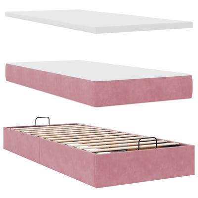 Ottoman bed met matras 120x200cm fluweel roze