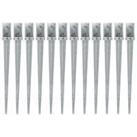 Grondpinnen 12 st 8x8x91 cm gegalvaniseerd staal zilverkleurig - thumbnail