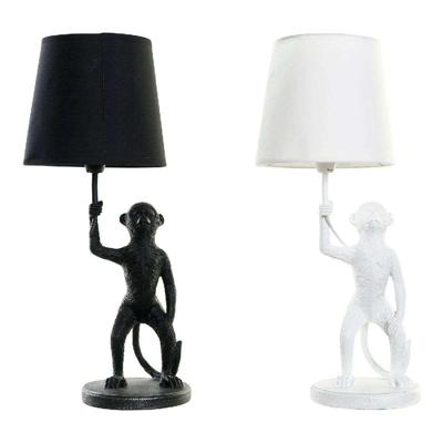 Bureaulamp DKD Home Decor Wit Zwart Polyester Metaal Hars 25W 220 V Aap (2 pcs) (20 x 20 x 45 cm)
