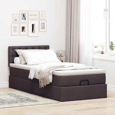 Ottoman bed met matras 90x190cm stof donkerbruin
