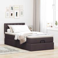 Ottoman bed met matras 200x200 cm stof donkerbruin - thumbnail