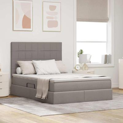 Opslag bed met matras met opslag Taupe 140 x 200 cm Nep Leer