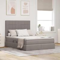 Opslag bed met matras met opslag Taupe 140 x 200 cm Nep Leer - thumbnail