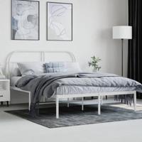 Bedframe met hoofdbord metaal wit 140x190 cm - thumbnail