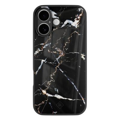 iPhone 16 glazen hardcase - Marmer zwart iPhone 16 glazen hardcase - Marmer zwart