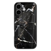 iPhone 16 glazen hardcase - Marmer zwart - thumbnail