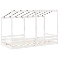 Kinderbed met bedhuis 100x200 cm massief grenenhout wit - thumbnail