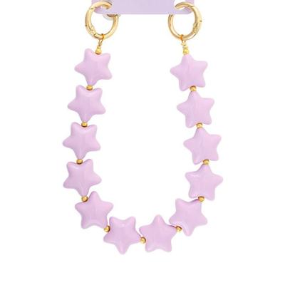 Telefoonkoord sterren paars