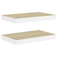 VidaXL Wandschappen 2 st zwevend 40x23,5x3,8 cm mdf eikenkleurig en wit - thumbnail