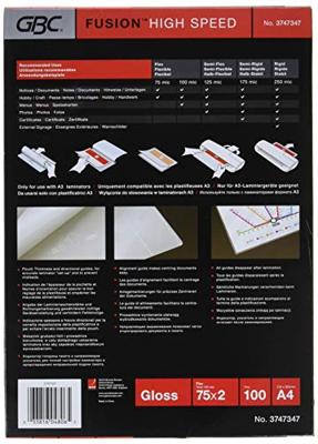 GBC Highspeed A4 lamineerhoezen glanzend 2x75 micron 100 stuks - thumbnail
