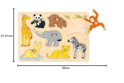 Goki houten noppenpuzzel wilde jonge dieren, 8st.