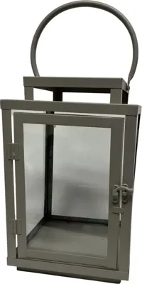 Lantaarn metaal modern 20x20x32cm beige