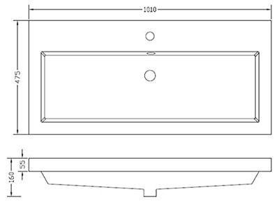 Wiesbaden Vision kunstmarmer wastafel 1 kraangat 100x46 wit