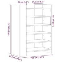 Schoenenkast 74,5x37,5x100 cm bewerkt hout sonoma eikenkleurig - thumbnail