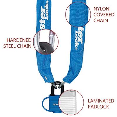 Masterlock Steel chain 90cm x Ø 6mm - padlock 40mm w/2 keysnylon sleeve - colour - 8390EURDPROCOL