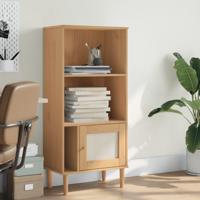Boekenkast SENJA rattan-look 60x35x130 cm grenenhout bruin - thumbnail