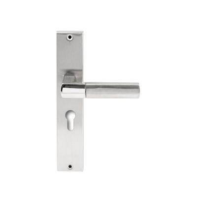 Hardbrass Deurkruk Rhodos op rechthoekig langschild profielcilindergat 55mm - RVS Hardbrass Deurkruk Rhodos op rechthoekig langschild profielcilindergat 55mm - RVS