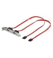 Goobay SATA 2 x SATA L naar eSATA I kabel SATA 0,5 m rood - SATA-kabel - thumbnail