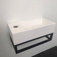 Aqua Splash Fonteinset AQS Solid Black 40x22x10 cm met Mat Zwart Frame - Kraangat Rechts - thumbnail