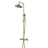 Caral thermostatische regendoucheset opbouw geborsteld messing - thumbnail