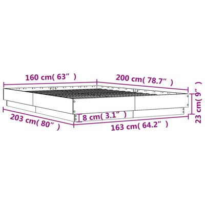 Bedframe met LED-verlichting gerookt eikenkleurig 160x200 cm