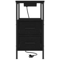 Nachtkastje met lade Zwart eiken 30 x 48 x 61 cm Bewerkt hout - thumbnail